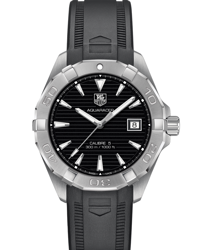 Tag Heuer Aquaracer Automatic Caliber 5 Black Dial Black Rubber Strap Watch for Men - WAY2110.FT8021 Buy Now By Tag Heuer