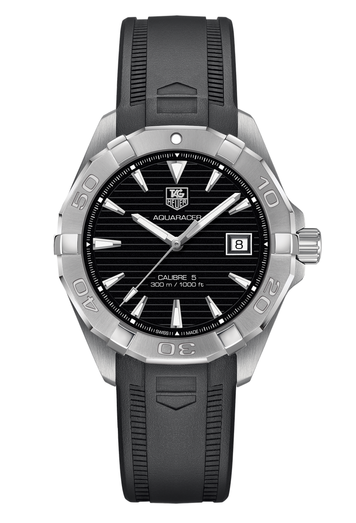 Tag Heuer Aquaracer Caliber 5 Automatic Black Dial Black Rubber Strap Watch for Men - WAY2113.FT8021 Buy Now By Tag Heuer