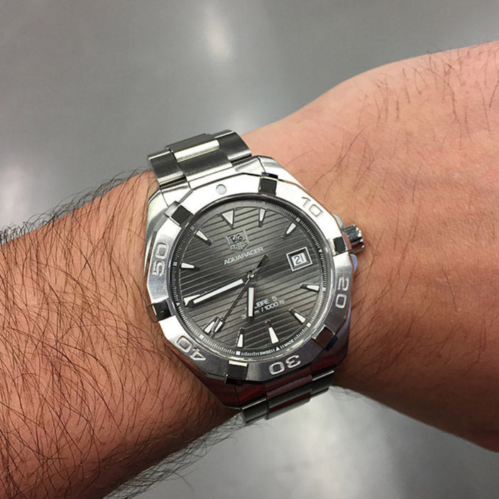 Tag Heuer Aquaracer Automatic Anthracite Grey Dial Silver Steel Strap Watch for Men - WAY2113.BA0928 Buy Now By Tag Heuer