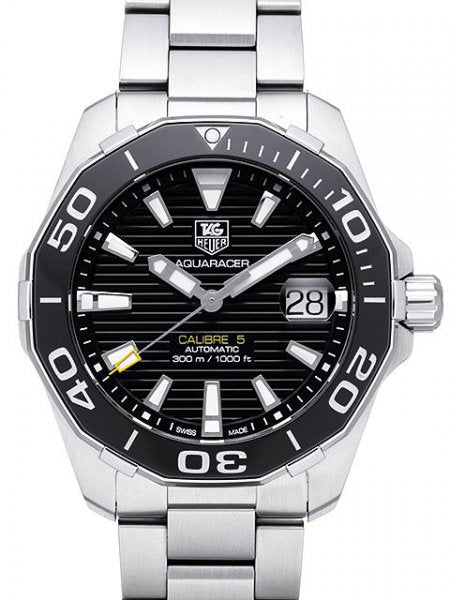 Tag Heuer Aquaracer Automatic Black Dial Silver Steel Strap Watch for Men - WAY211A.BA0928 Buy Now By Tag Heuer