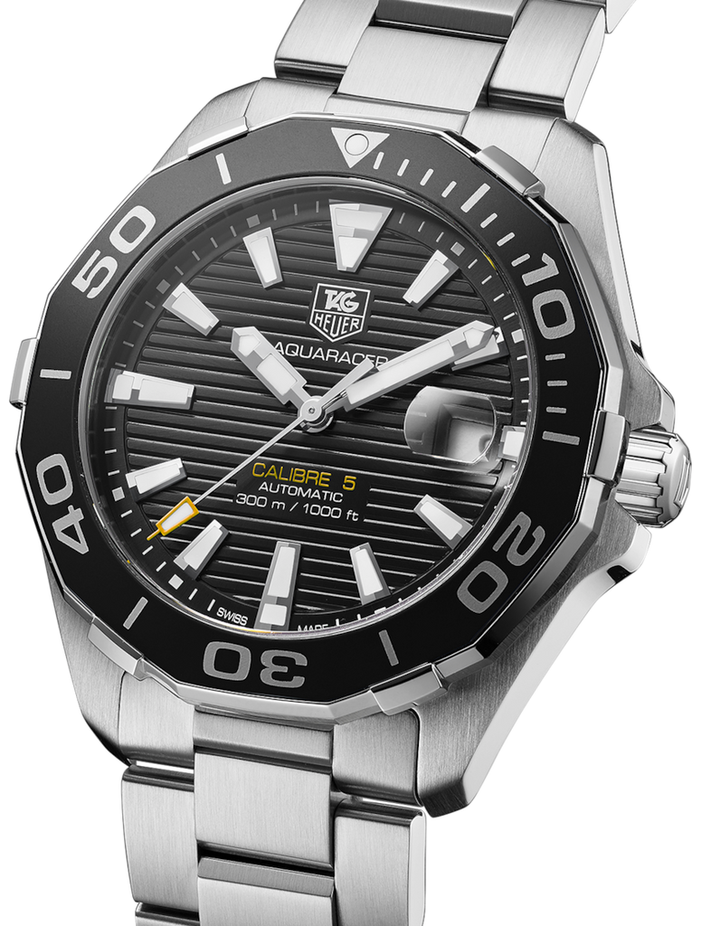 Tag Heuer Aquaracer Automatic Black Dial Silver Steel Strap Watch for Men - WAY211A.BA0928 Buy Now By Tag Heuer