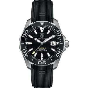 Tag Heuer Aquaracer Calibre 5 Automatic Black Dial Black Rubber Strap Watch for Men - WAY211A.FT6151 Buy Now By Tag Heuer