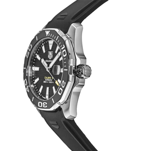 Tag Heuer Aquaracer Calibre 5 Automatic Black Dial Black Rubber Strap Watch for Men - WAY211A.FT6151 Buy Now By Tag Heuer