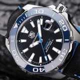 Tag Heuer Aquaracer Calibre 5 Automatic Black Dial Black Nylon Strap Watch for Men - WAY211B.FC6363 Buy Now By Tag Heuer