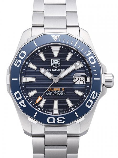 Tag Heuer Aquaracer Calibre 5 Blue Dial Silver Steel Strap Watch for Men - WAY211C.BA0928 Buy Now By Tag Heuer