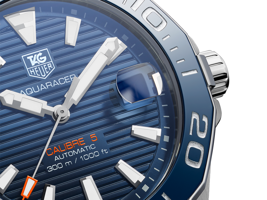 Tag Heuer Aquaracer Calibre 5 Blue Dial Silver Steel Strap Watch for Men - WAY211C.BA0928 Buy Now By Tag Heuer