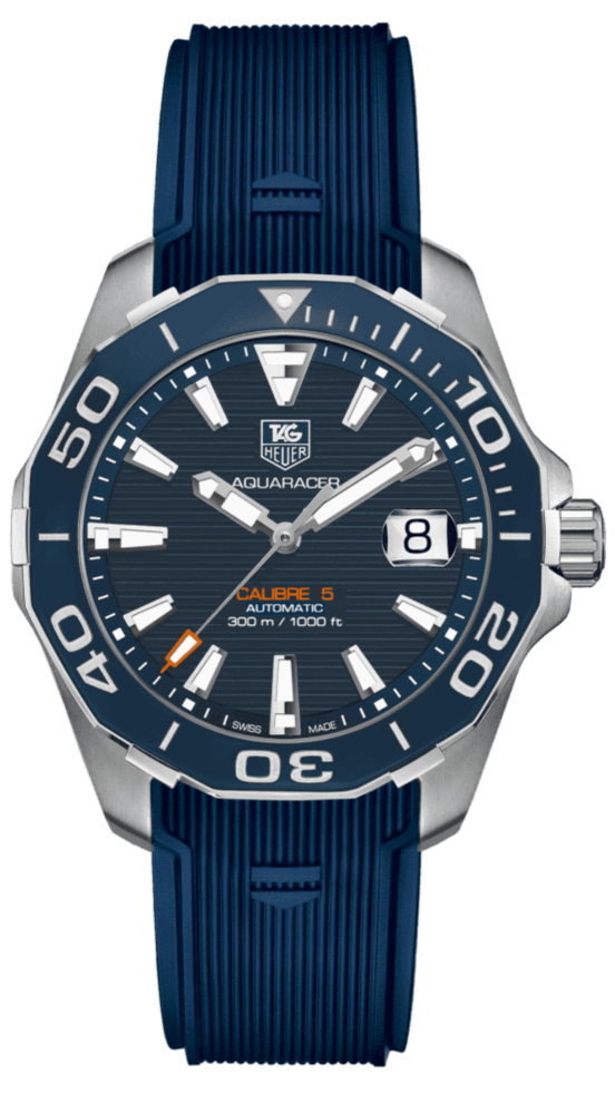 Tag Heuer Aquaracer Calibre 5 Blue Dial Blue Silicone Strap Watch for Men - WAY211C.FT6155 Buy Now By Tag Heuer