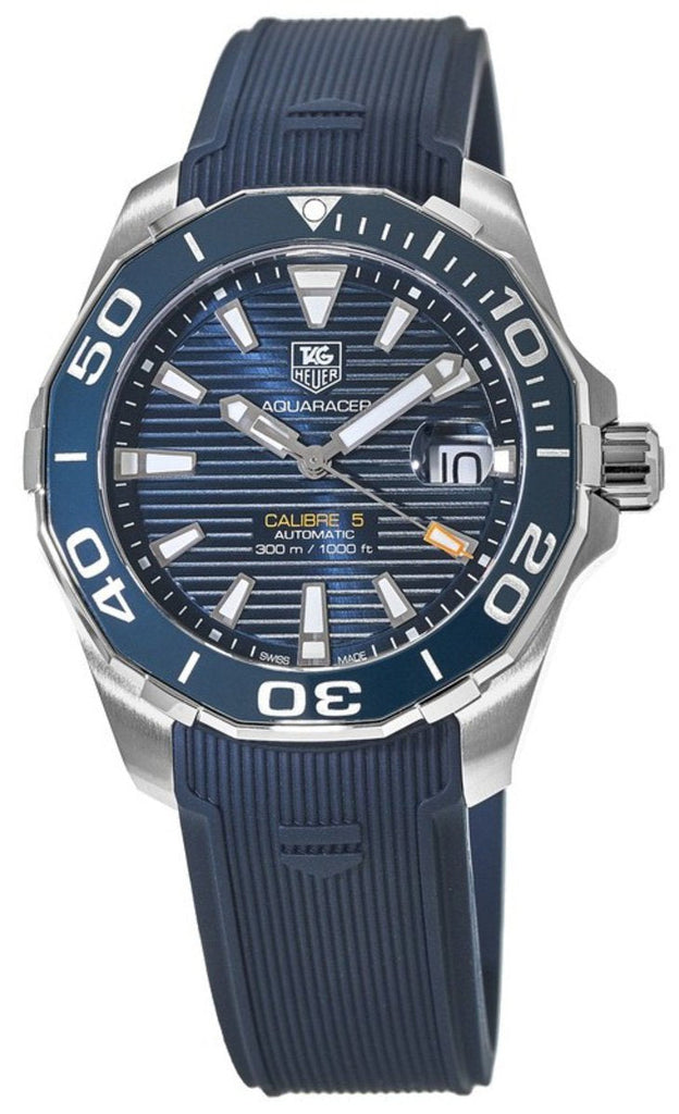 Tag Heuer Aquaracer Calibre 5 Blue Dial Blue Silicone Strap Watch for Men - WAY211C.FT6155 Buy Now By Tag Heuer