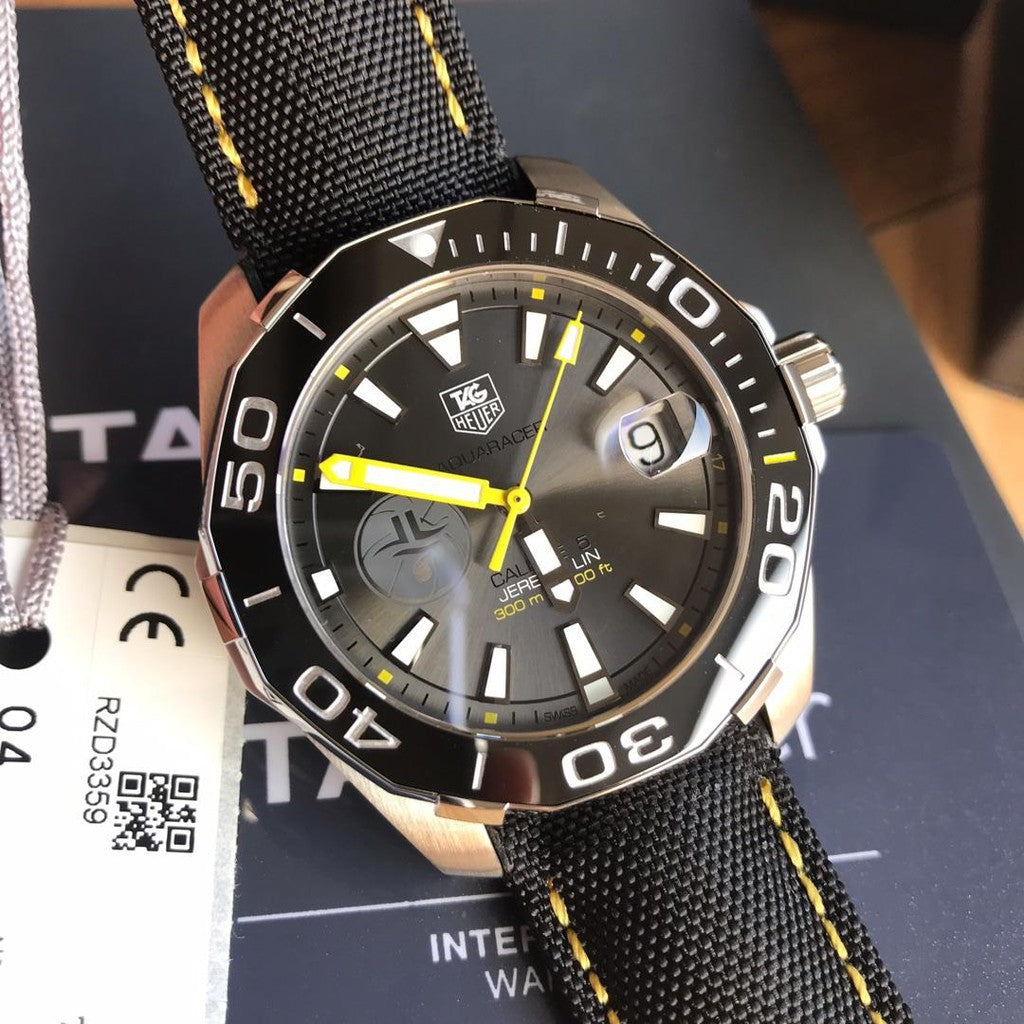 Tag Heuer Aquaracer Jeremy Lin Special Edition Grey Dial Black Nylon Strap Watch for Men - WAY211F.FC6362 Buy Now By Tag Heuer