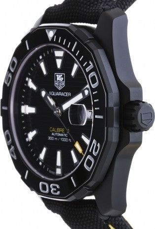 Tag Heuer Aquaracer Calibre 5 Automatic Black Dial Black Nylon Strap Watch for Men - WAY218A.FC6362 Buy Now By Tag Heuer