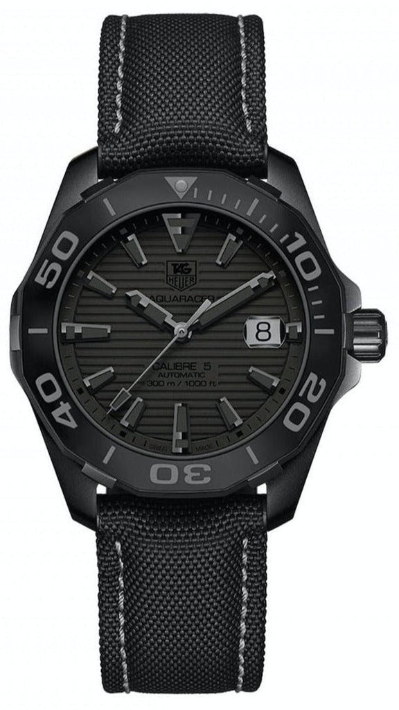 Tag Heuer Aquaracer 300 Swiss Limited Edition Black Dial Black Nylon Strap Watch for Men - WAY218B.FC6364 Buy Now By Tag Heuer