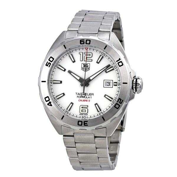 Tag Heuer Formula 1 Calibre 5 Automatic White Dial Silver Steel Strap Watch for Men - WAZ2114.BA0875 Buy Now By Tag Heuer