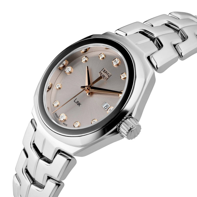 Tag Heuer Link Quartz Brown Dial Silver Steel Strap Watch for Women - WBC131E.BA0649 Buy Now By Tag Heuer