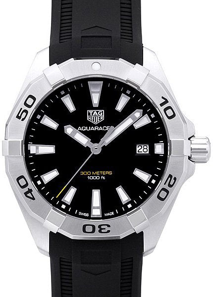 Tag Heuer Aquaracer Quartz Black Dial Black Rubber Strap Watch for Men - WBD1110.FT8021 Buy Now By Tag Heuer