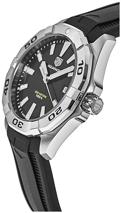 Tag Heuer Aquaracer Quartz Black Dial Black Rubber Strap Watch for Men - WBD1110.FT8021 Buy Now By Tag Heuer