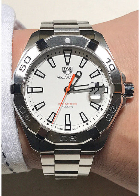 Tag Heuer Aquaracer Quartz 41mm White Dial Silver Steel Strap Watch for Men - WBD1111.BA0928