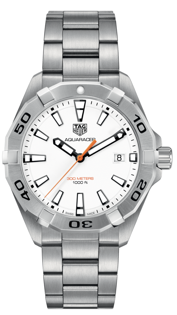 Tag Heuer Aquaracer Quartz White Dial Silver Steel Strap Watch for Men - WBD1111.BA0928 Buy Now By Tag Heuer