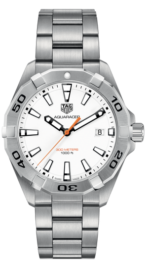 Tag Heuer Aquaracer Quartz White Dial Silver Steel Strap Watch for Men - WBD1111.BA0928 Buy Now By Tag Heuer