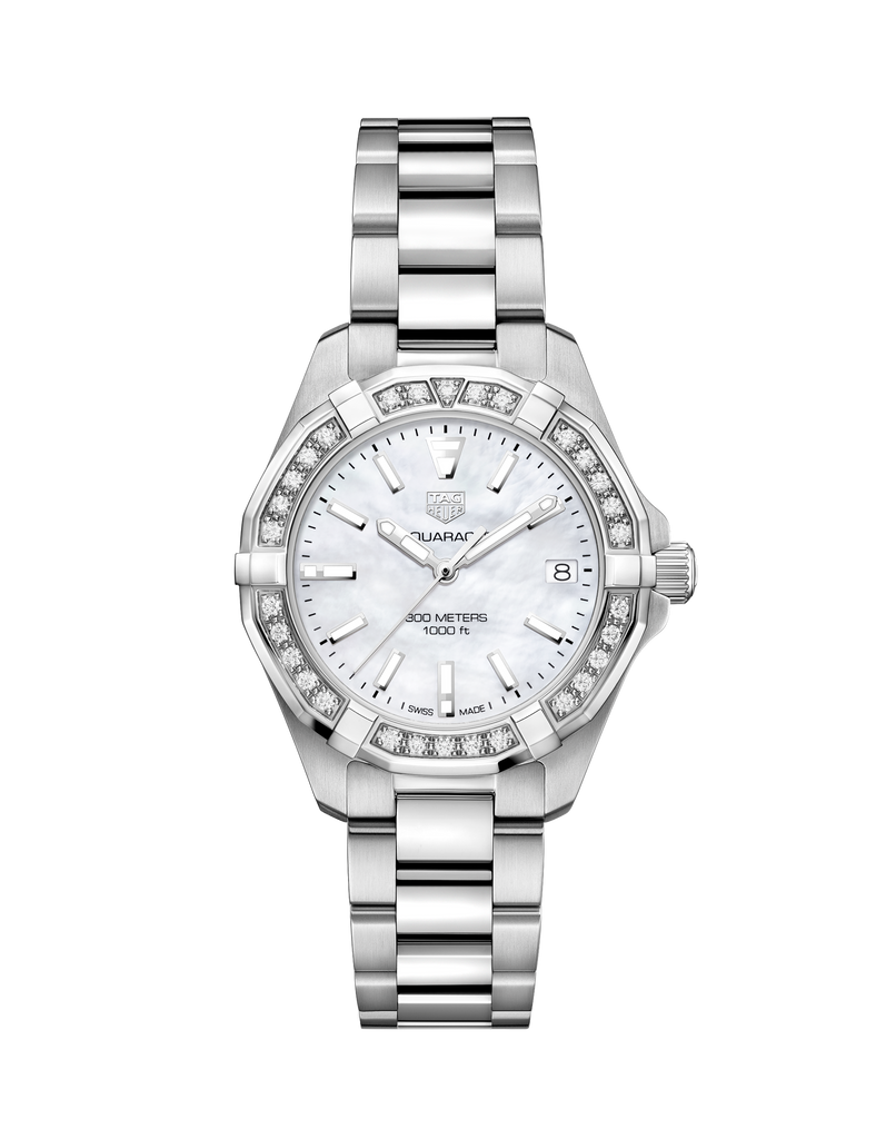 Tag Heuer Aquaracer Diamonds Mother of Pearl Dial Silver Steel Strap Watch for Women - WBD1313.BA0740 Buy Now By Tag Heuer
