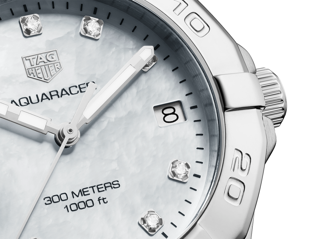 Tag Heuer Aquaracer Diamonds White Mother of Pearl Dial Silver Steel Strap Watch for Women - WBD1314.BA0740 Buy Now By Tag Heuer