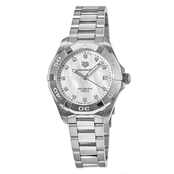 Tag Heuer Aquaracer Diamonds White Mother of Pearl Dial Silver Steel Strap Watch for Women - WBD1314.BA0740 Buy Now By Tag Heuer