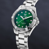 Tag Heuer Aquaracer Diamonds Emerald Green Dial Silver Steel Strap Watch for Women - WBD1316.BA0740 Buy Now By Tag Heuer