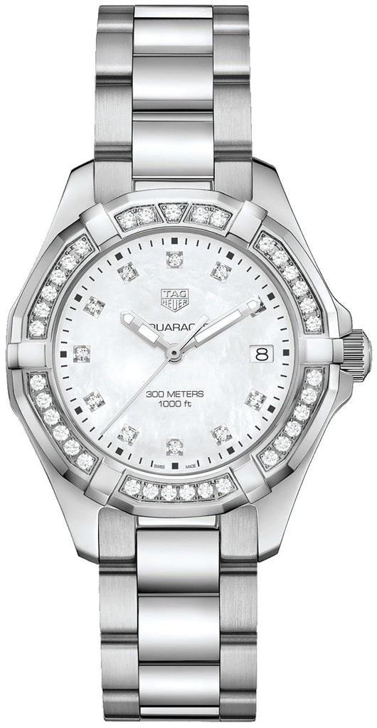 Tag Heuer Aquaracer Diamonds Mother of Pearl White Dial Silver Steel Strap Watch for Women - WBD131C.BA0748 Buy Now By Tag Heuer