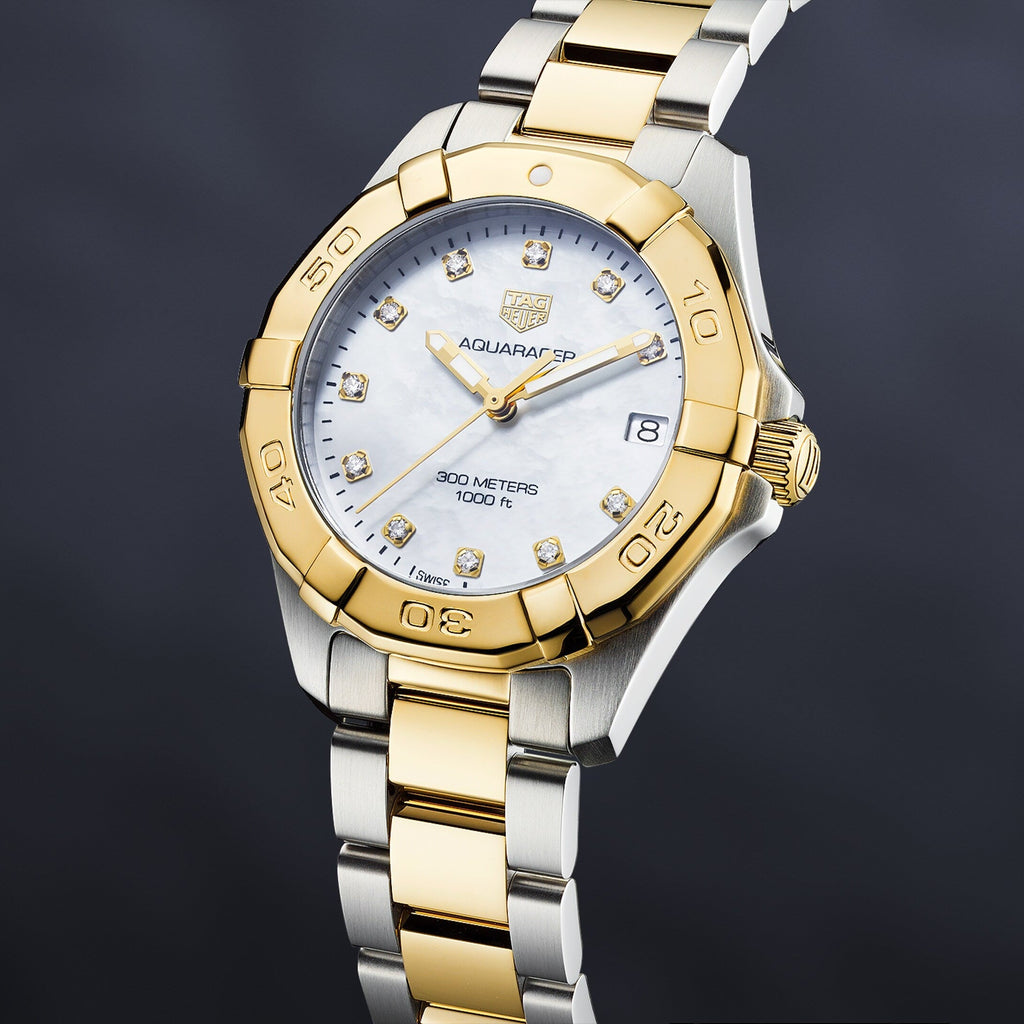Tag Heuer Aquaracer White Mother of Pearl Dial Two Tone Steel Strap Watch for Women - WBD1322.BB0320 Buy Now By Tag Heuer