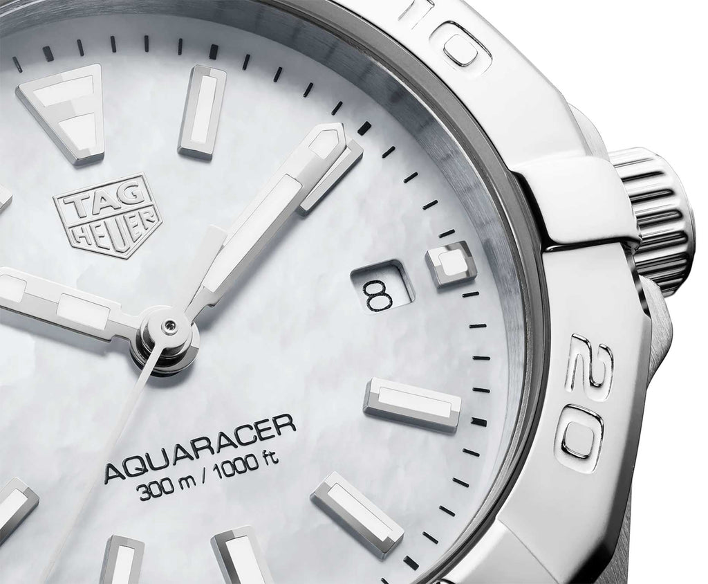 Tag Heuer Aquaracer Quartz Mother of Pearl White Dial Silver Steel Strap Watch for Women - WBD1411.BA0741 Buy Now By Tag Heuer