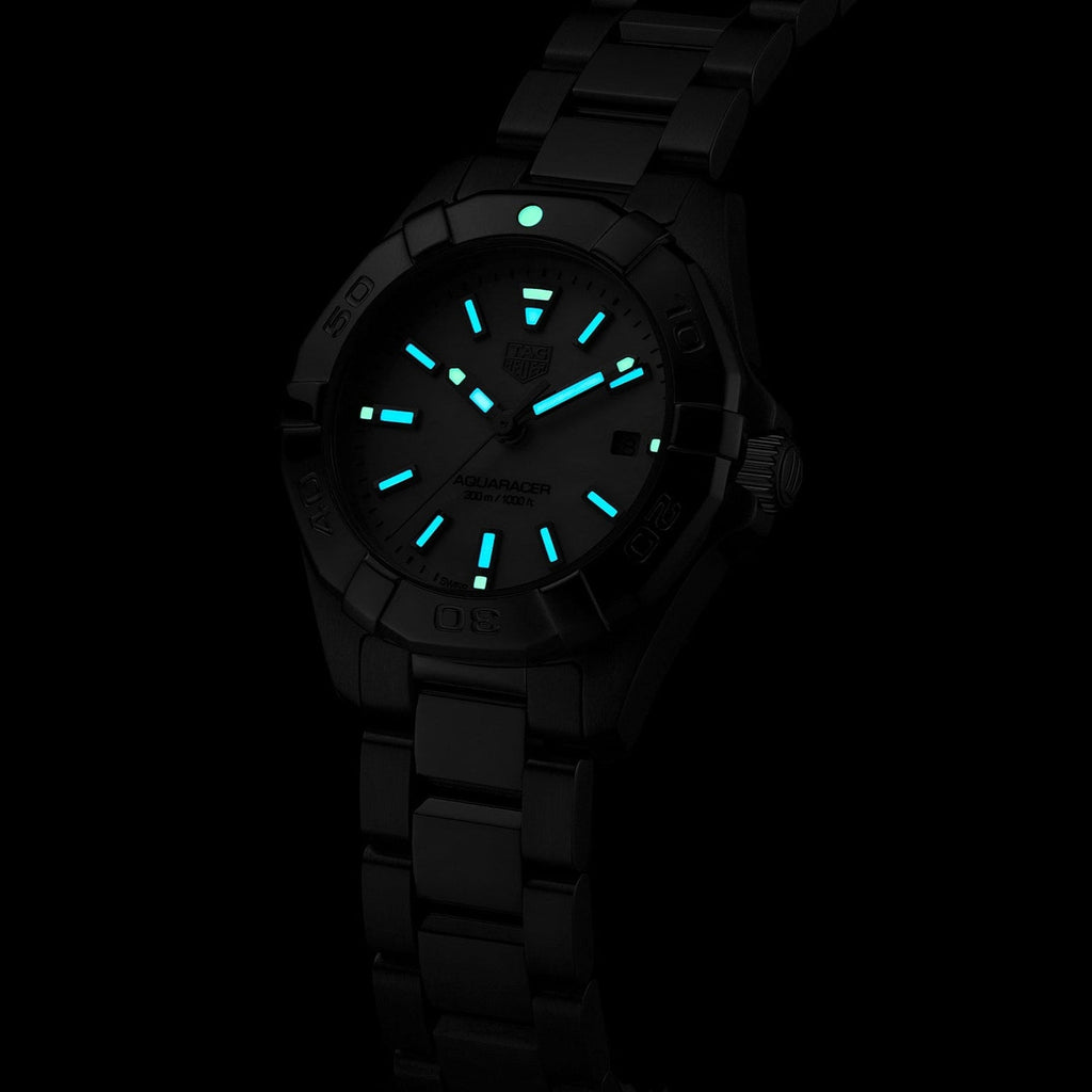 Tag Heuer Aquaracer Quartz Mother of Pearl White Dial Silver Steel Strap Watch for Women - WBD1411.BA0741