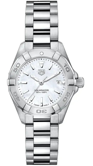 Tag Heuer Aquaracer Quartz Mother of Pearl White Dial Silver Steel Strap Watch for Women - WBD1411.BA0741 Buy Now By Tag Heuer