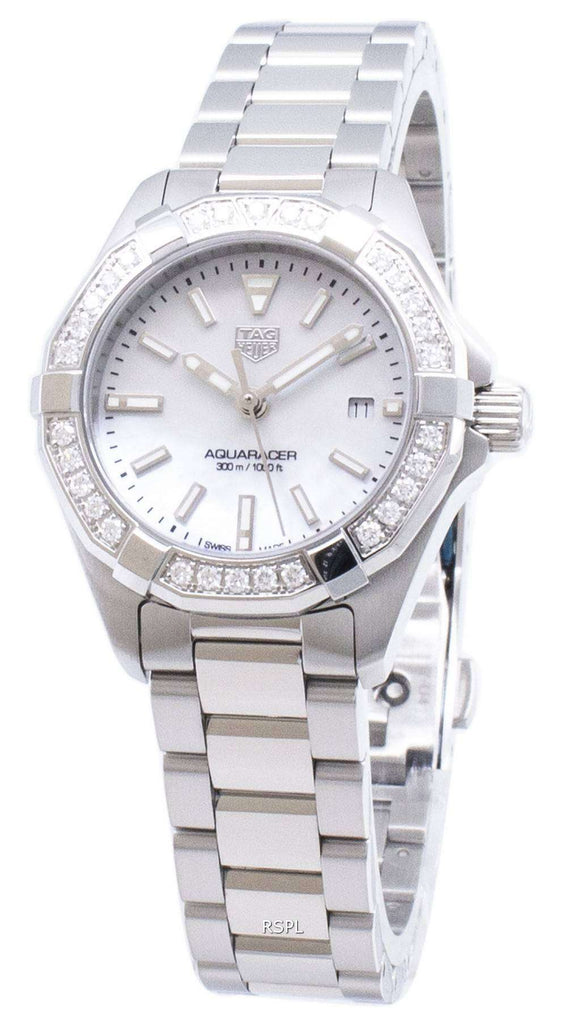 Tag Heuer Aquaracer Diamonds Mother of Pearl White Dial Silver Steel Strap Watch for Women - WBD1413.BA0741 Buy Now By Tag Heuer