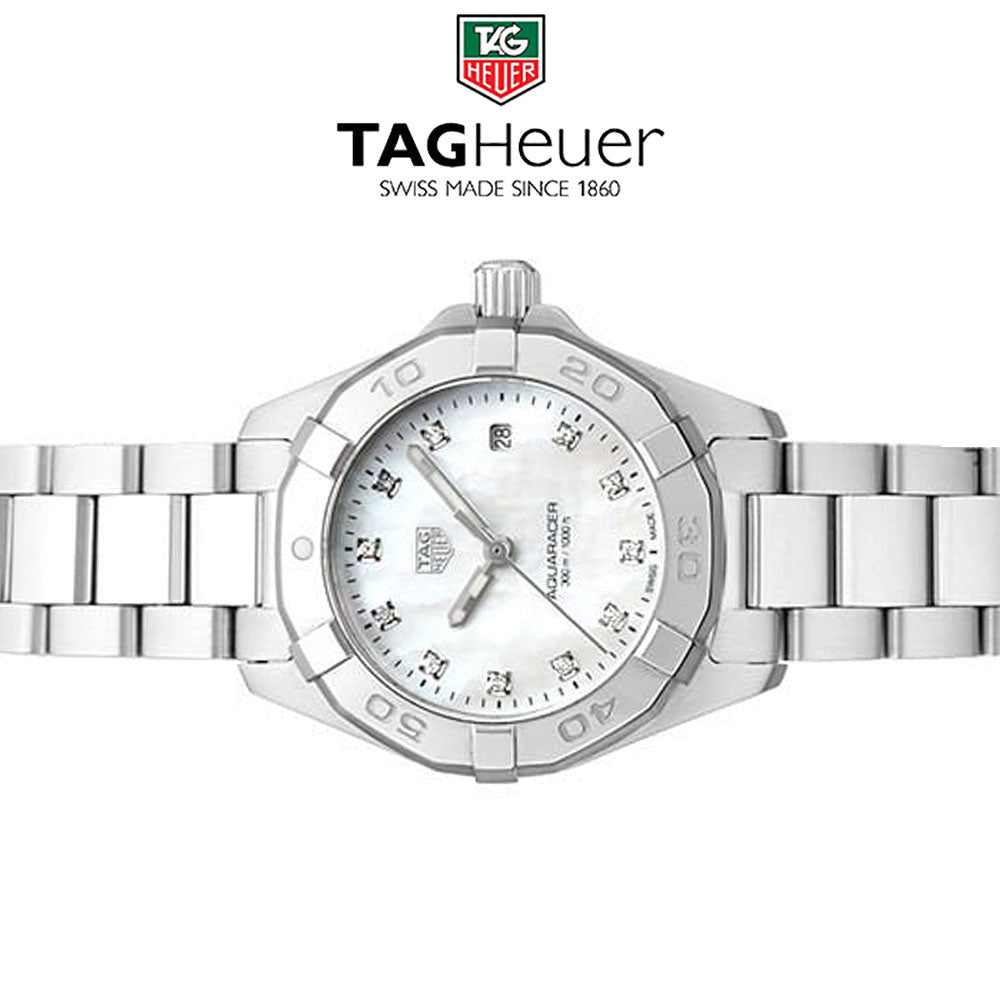 Tag Heuer Aquaracer Diamonds Mother of Pearl Dial Silver Steel Strap Watch for Women - WBD1414.BA0741 Buy Now By Tag Heuer