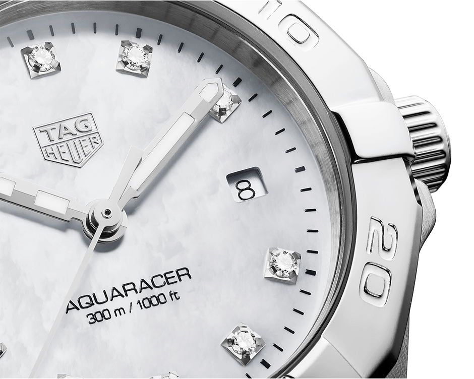 Tag Heuer Aquaracer Diamonds Mother of Pearl Dial Silver Steel Strap Watch for Women - WBD1414.BA0741 Buy Now By Tag Heuer