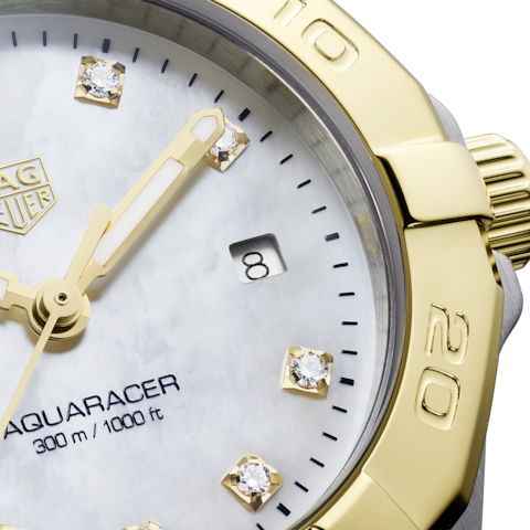 Tag Heuer Aquaracer Diamonds Mother of Pearl Dial Two Tone Steel Strap Watch for Men - WBD1422.BB0321 Buy Now By Tag Heuer
