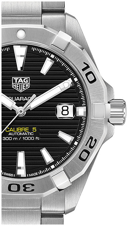 Tag Heuer Aquaracer Automatic Caliber 5 Black Dial Silver Steel Strap Watch for Men - WBD2110.BA0928 Buy Now By Tag Heuer