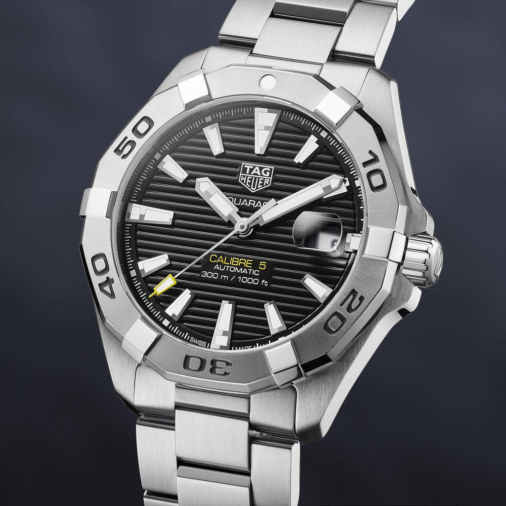 Tag Heuer Aquaracer Automatic Caliber 5 Black Dial Silver Steel Strap Watch for Men - WBD2110.BA0928 Buy Now By Tag Heuer
