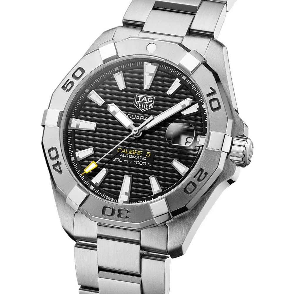 Tag Heuer Aquaracer Automatic Caliber 5 Black Dial Silver Steel Strap Watch for Men - WBD2110.BA0928 Buy Now By Tag Heuer