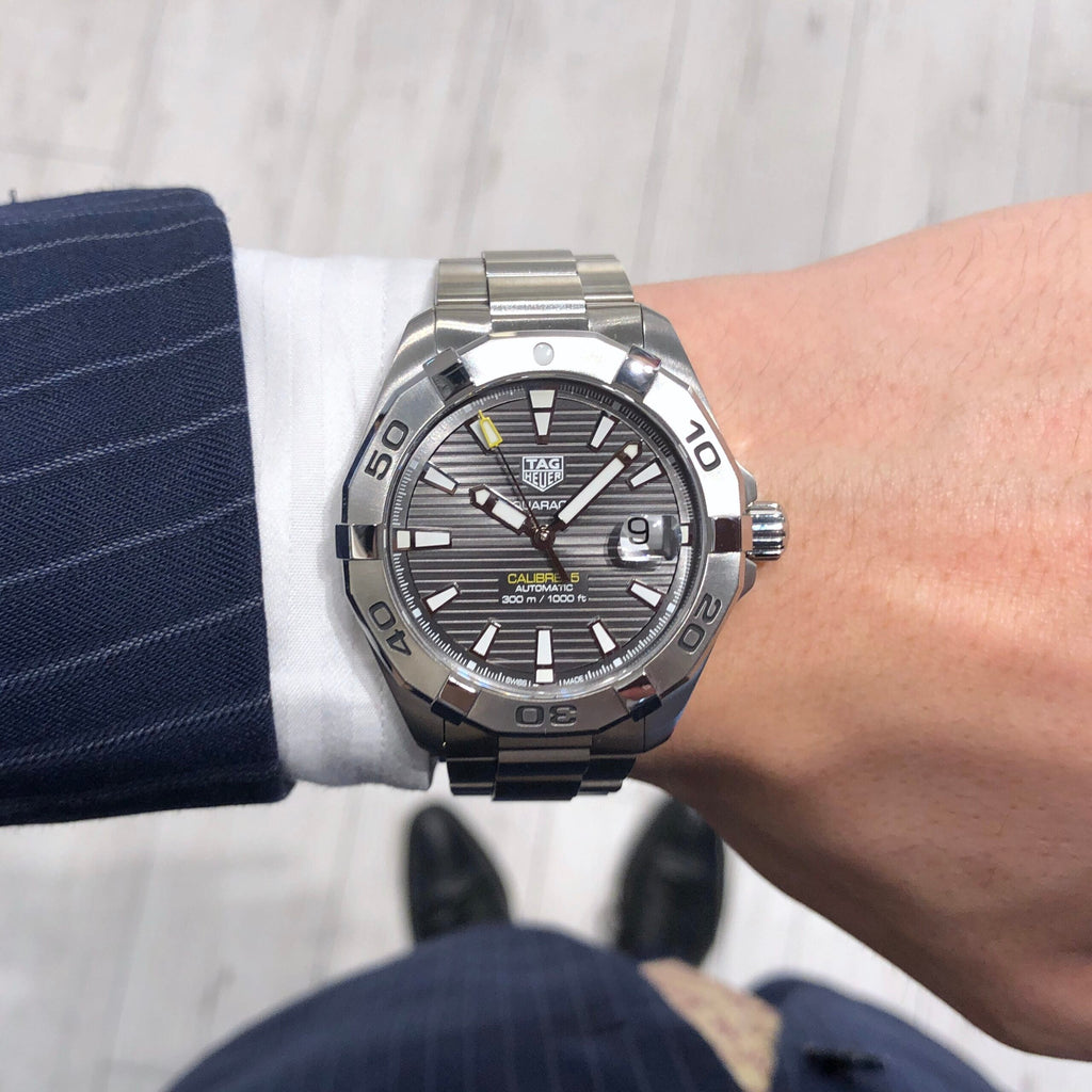 Tag Heuer Aquaracer Calibre 5 Grey Dial Silver Steel Strap Watch for Men - WBD2113.BA0928 Buy Now By Tag Heuer