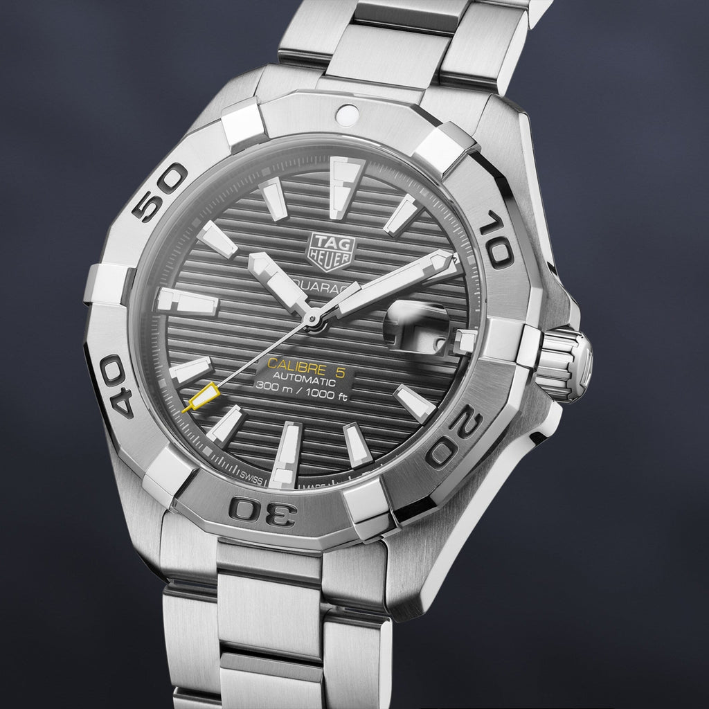 Tag Heuer Aquaracer Calibre 5 Grey Dial Silver Steel Strap Watch for Men - WBD2113.BA0928 Buy Now By Tag Heuer