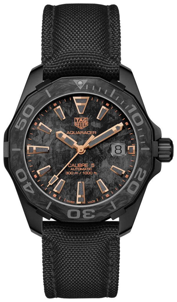 Tag Heuer Aquaracer Calibre 5 Black NATO Strap Carbon Dial Watch for Men - WBD218A.FC6445 Buy Now By Tag Heuer