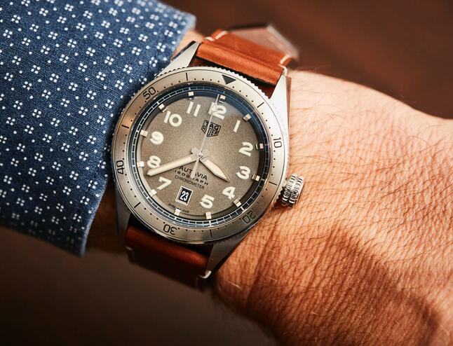 Tag Heuer Autavia Isograph Grey Dial Calfskin Brown Leather Strap Watch for Men - WBE5111.FC8267 Buy Now By Tag Heuer