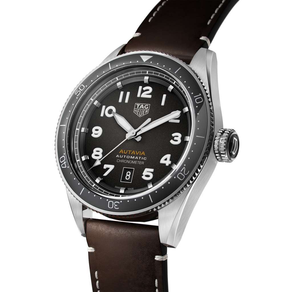 Tag Heuer Autavia Automatic Grey Dial Brown Leather Strap Watch for Men - WBE5114.FC8266 Buy Now By Tag Heuer