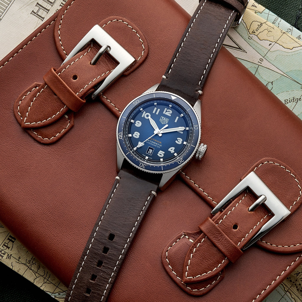 Tag Heuer Autavia Calibre 5 Automatic Blue Dial Brown Leather Strap Watch for Men - WBE5116.FC8266 Buy Now By Tag Heuer