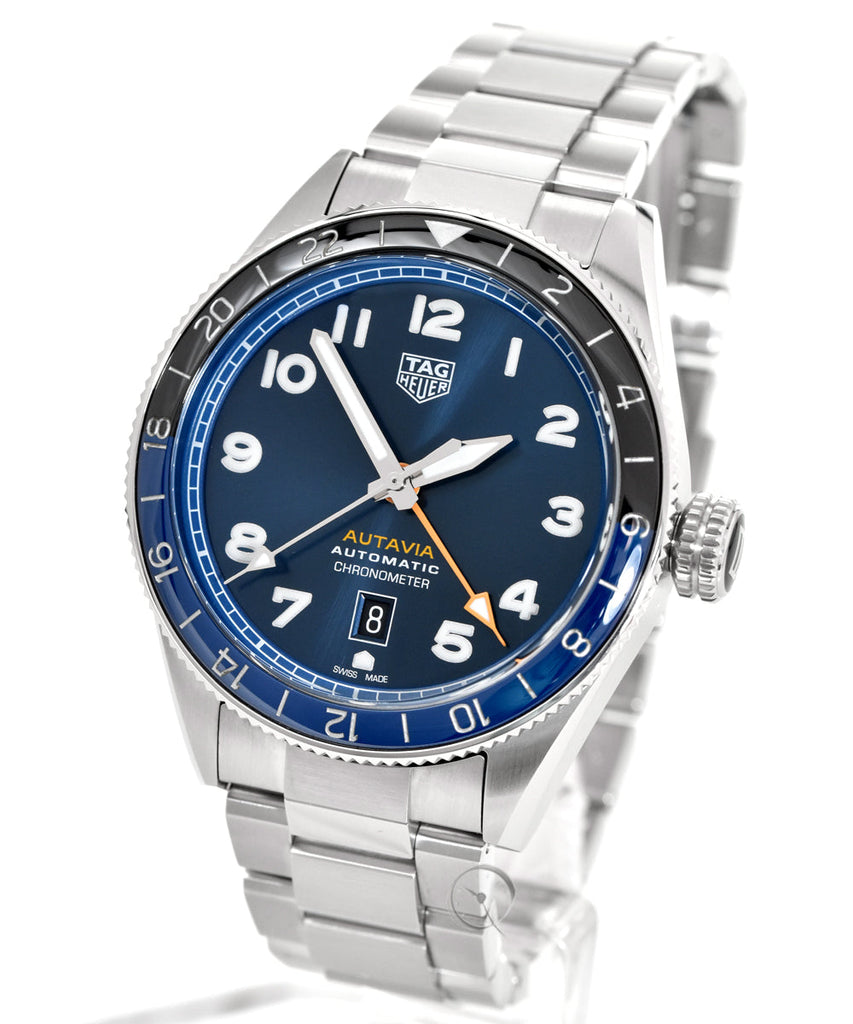 Tag Heuer Autavia Cosc GMT Automatic Blue Dial Silver Steel Strap Watch for Men - WBE511A.BA0650 Buy Now By Tag Heuer