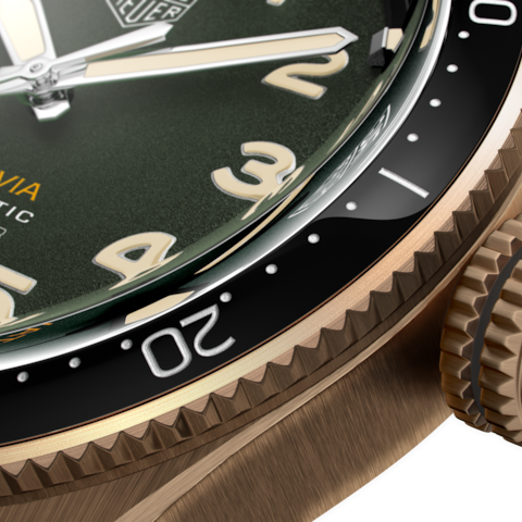 Tag Heuer Autavia Calibre 5 Automatic Olive Green Dial Green Leather Strap Watch for Men - WBE5190.FC8268 Buy Now By Tag Heuer