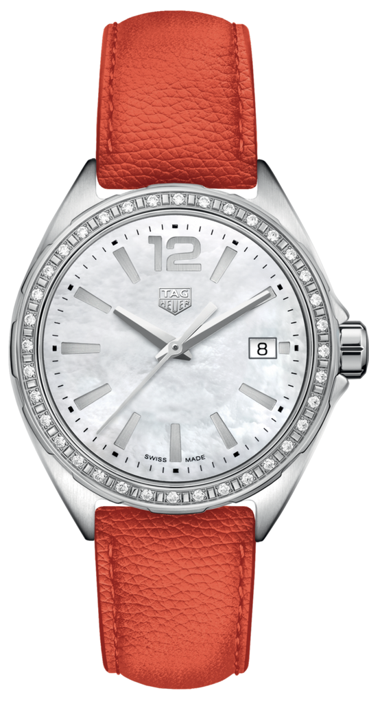 Tag Heuer Formula 1 Quartz Diamonds Mother of Pearl Dial Orange Leather Strap Watch for Women - WBJ131A.FC8250 Buy Now By Tag Heuer