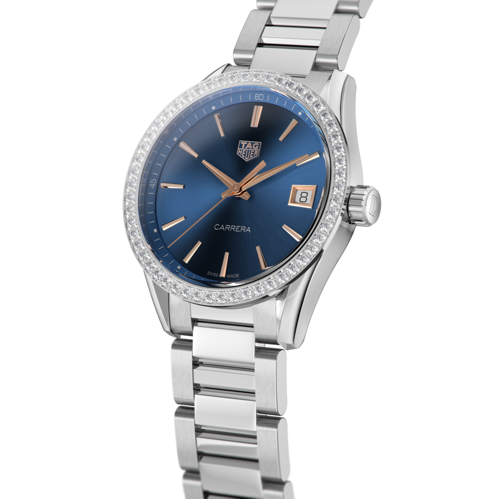Tag Heuer Carrera Quartz Diamonds Blue Dial Silver Steel Strap Watch for Women - WAR1114.BA0601 Buy Now By Tag Heuer