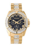 Bulova Crystal Collection Blue Dial Gold Steel Strap Watch for Men - 98C128 Buy Now By Bulova