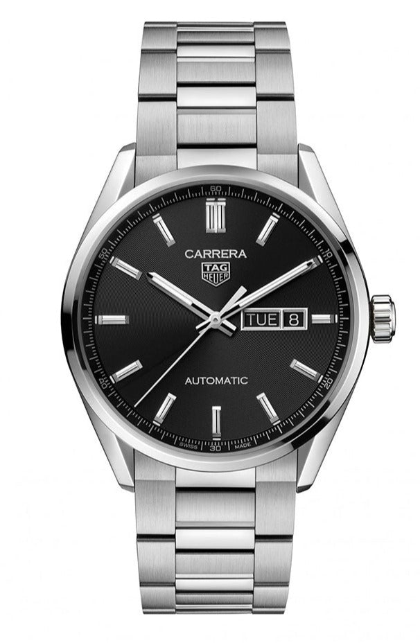 Tag Heuer Carrera Calibre 5 Automatic Black Dial Silver Steel Strap Watch for Men - WAR201A.BA0723 Buy Now By Tag Heuer